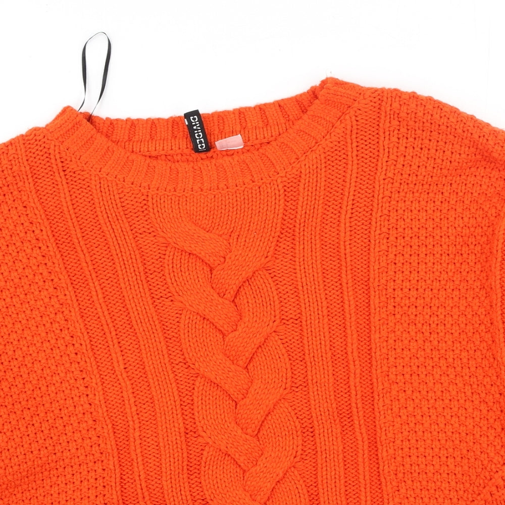 Divided Womens Orange Round Neck  Acrylic Pullover Jumper Size L