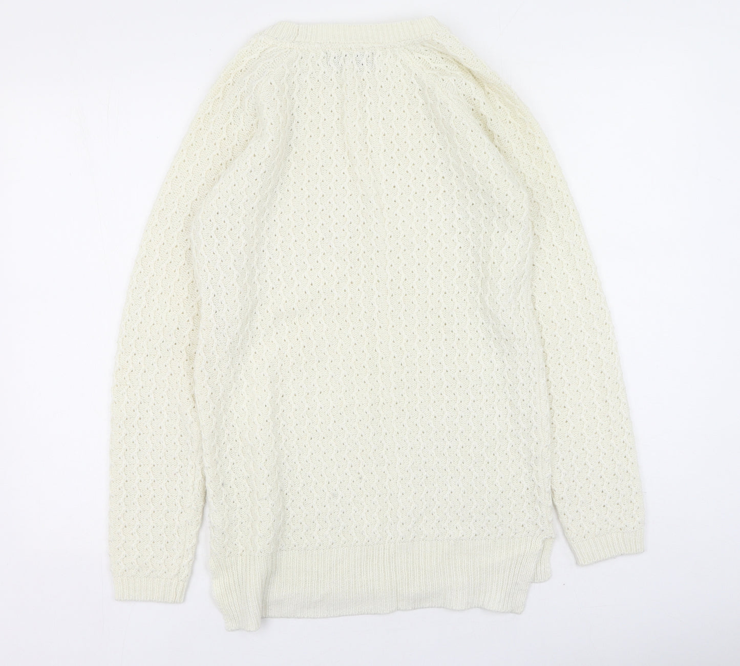 NEXT Womens Ivory Round Neck  Acrylic Pullover Jumper Size 8