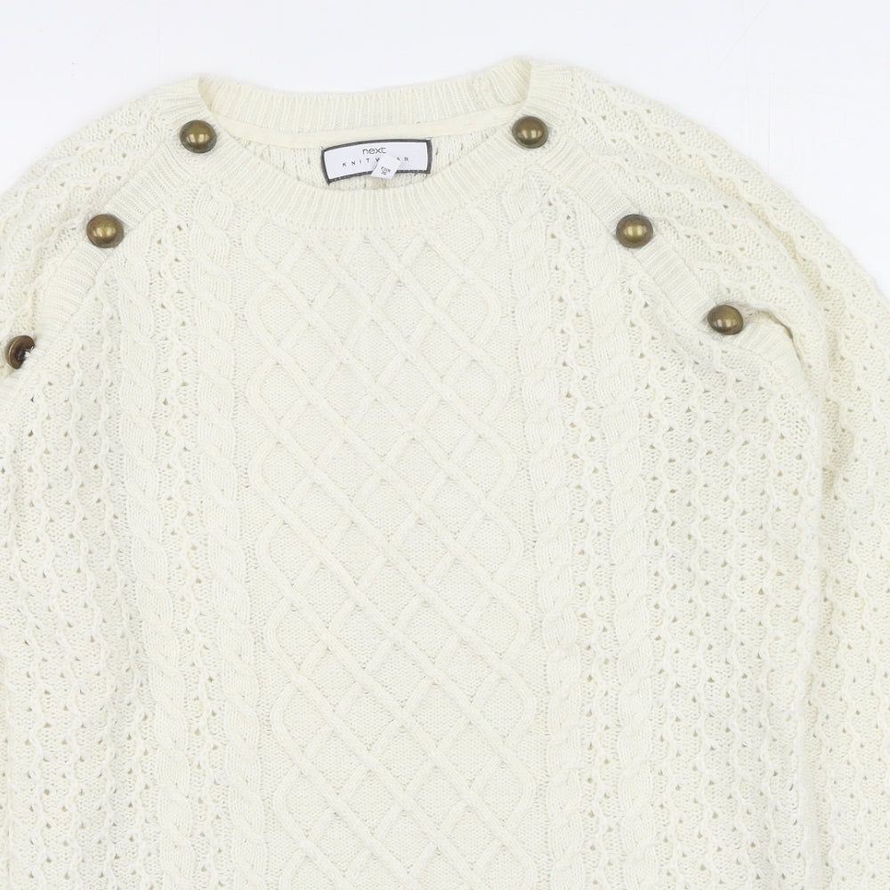 NEXT Womens Ivory Round Neck  Acrylic Pullover Jumper Size 8