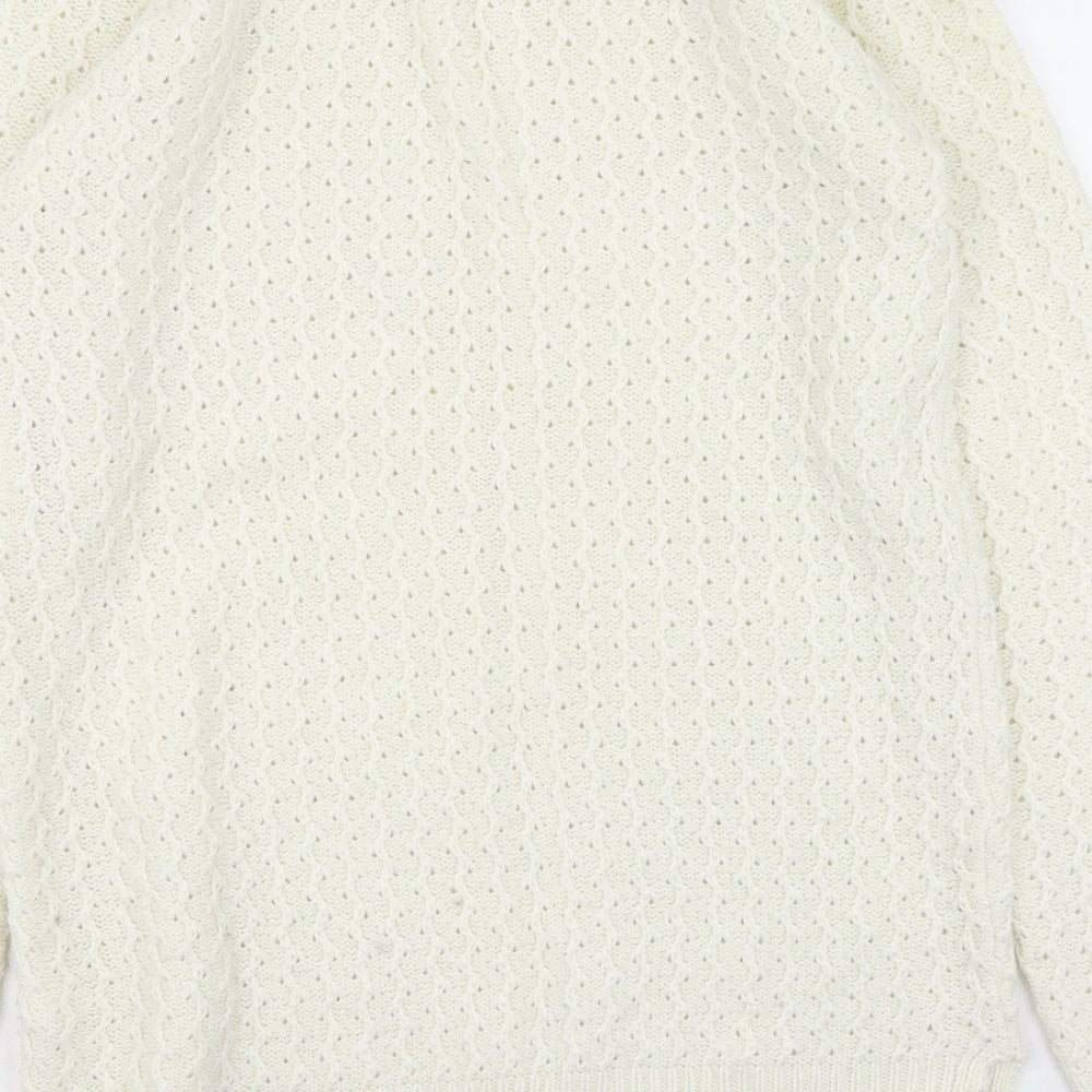 NEXT Womens Ivory Round Neck  Acrylic Pullover Jumper Size 8