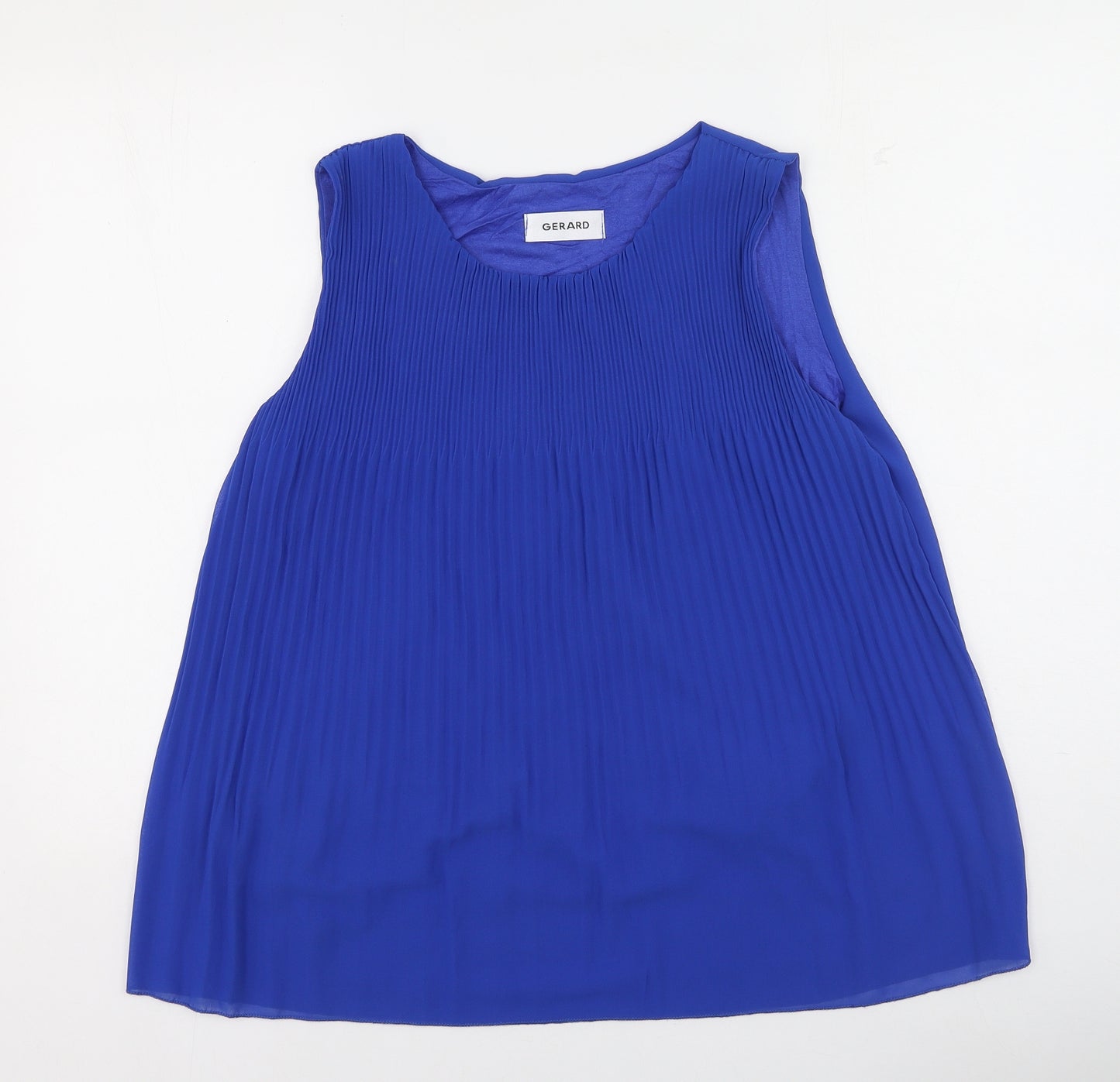 Gerard Womens Blue  Polyester Basic Tank Size XL Round Neck
