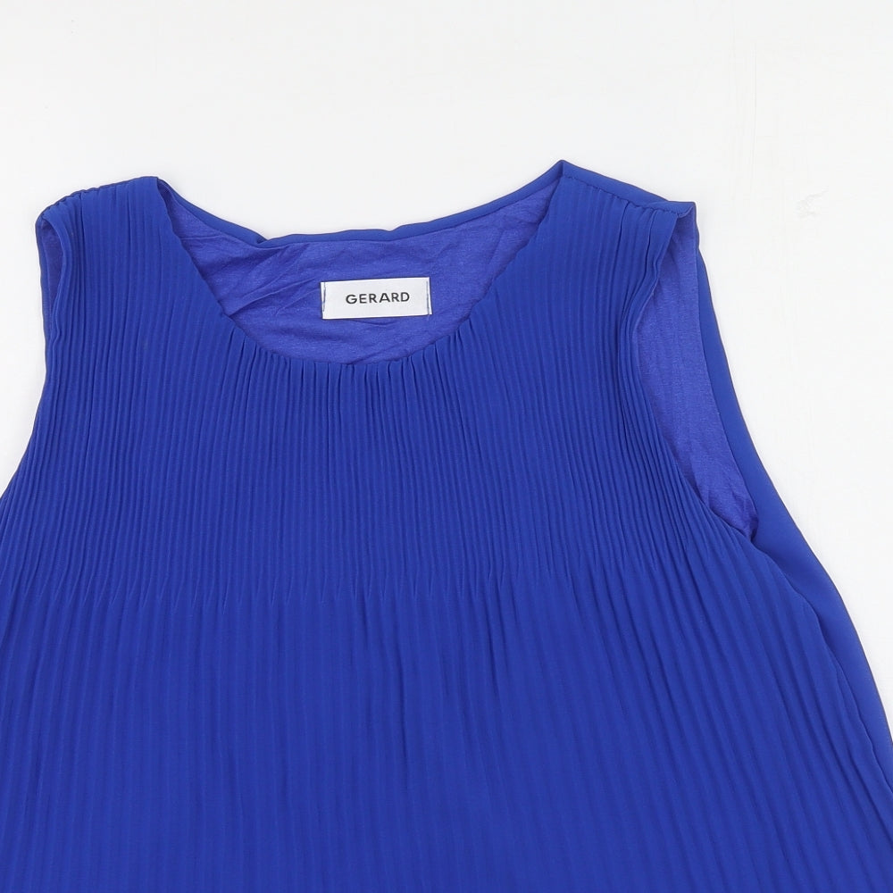 Gerard Womens Blue  Polyester Basic Tank Size XL Round Neck