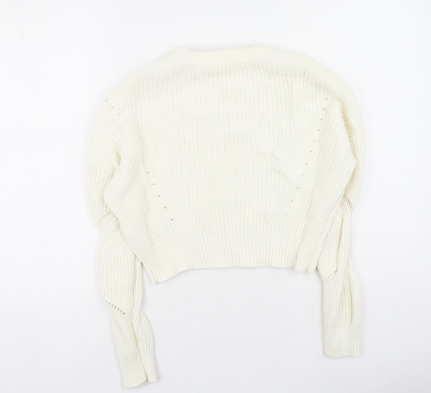 Miss Selfridge Womens White Round Neck  Cotton Pullover Jumper Size 10