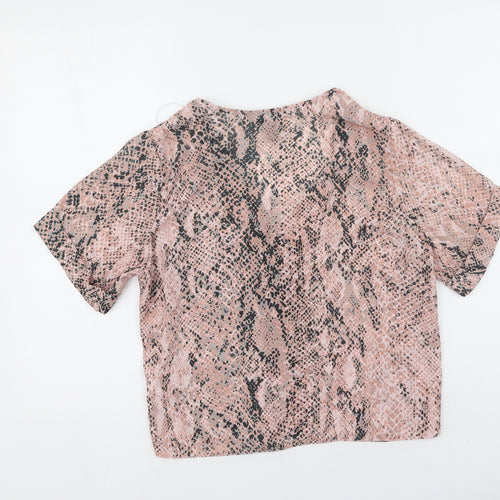 New Look Womens Pink  Polyester Basic Blouse Size 10 V-Neck