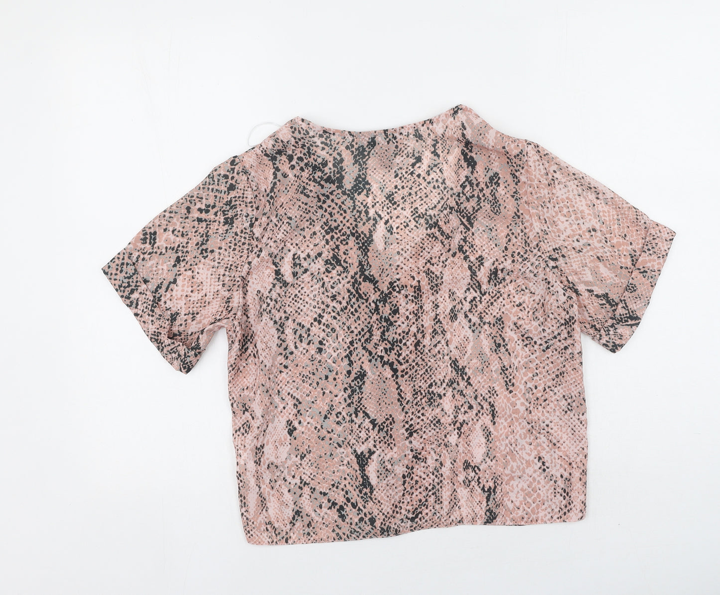 New Look Womens Pink  Polyester Basic Blouse Size 10 V-Neck