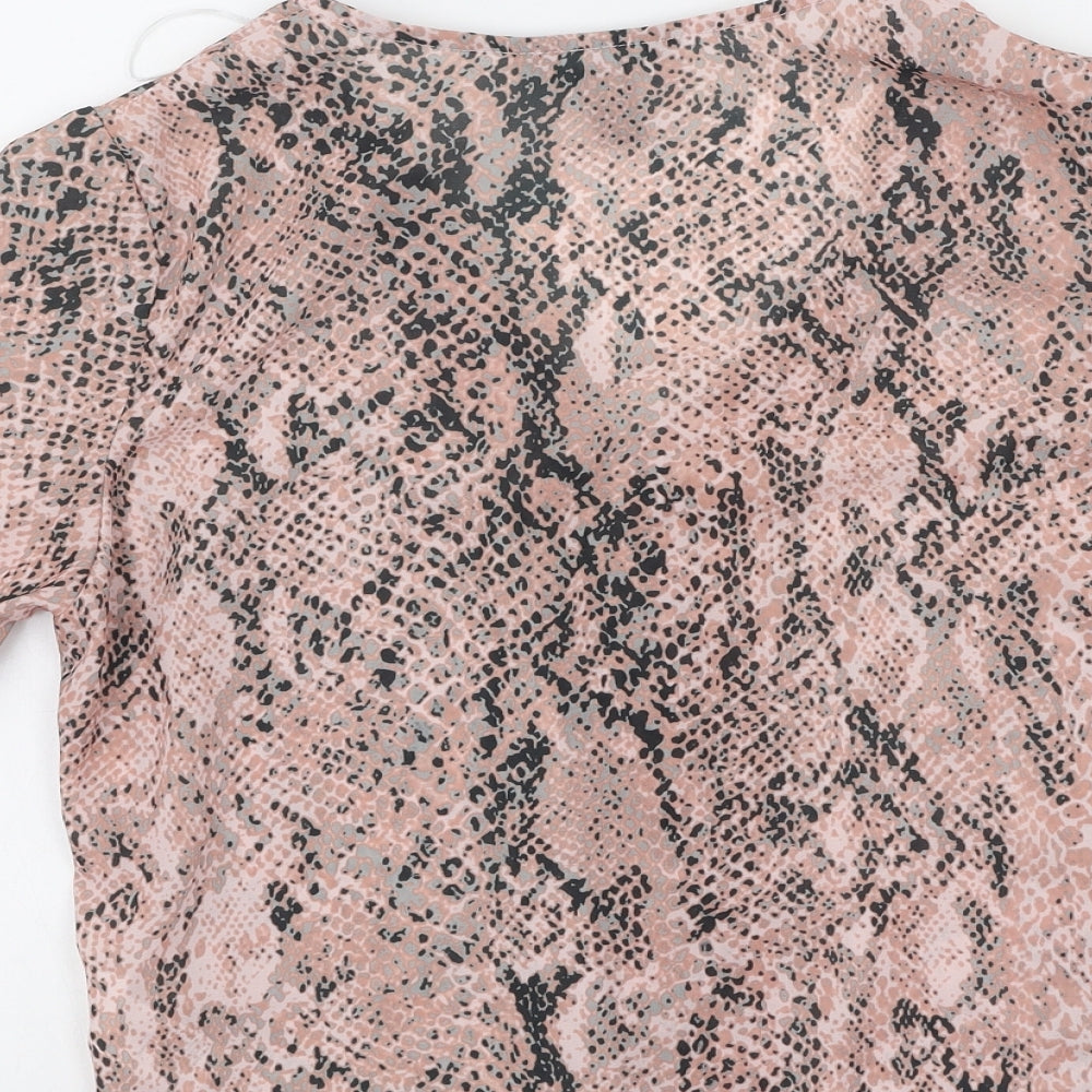New Look Womens Pink  Polyester Basic Blouse Size 10 V-Neck
