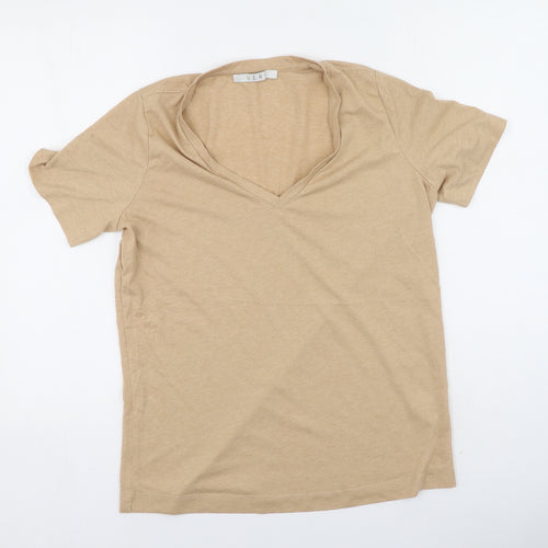 Very  Womens Brown  Polyester Basic T-Shirt Size 12 V-Neck