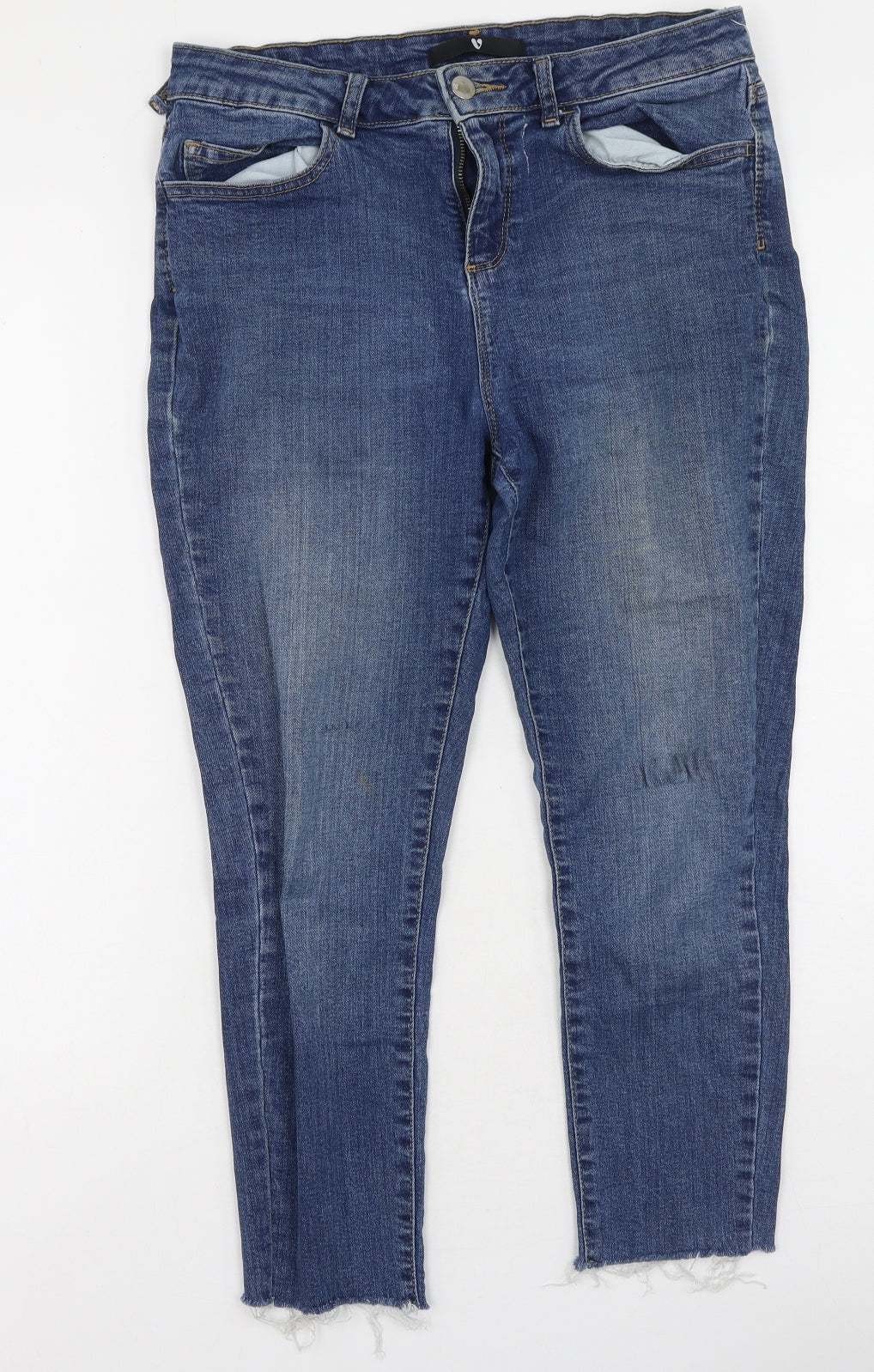 Very  Womens Blue  Cotton Cropped Jeans Size 12 L22 in Regular
