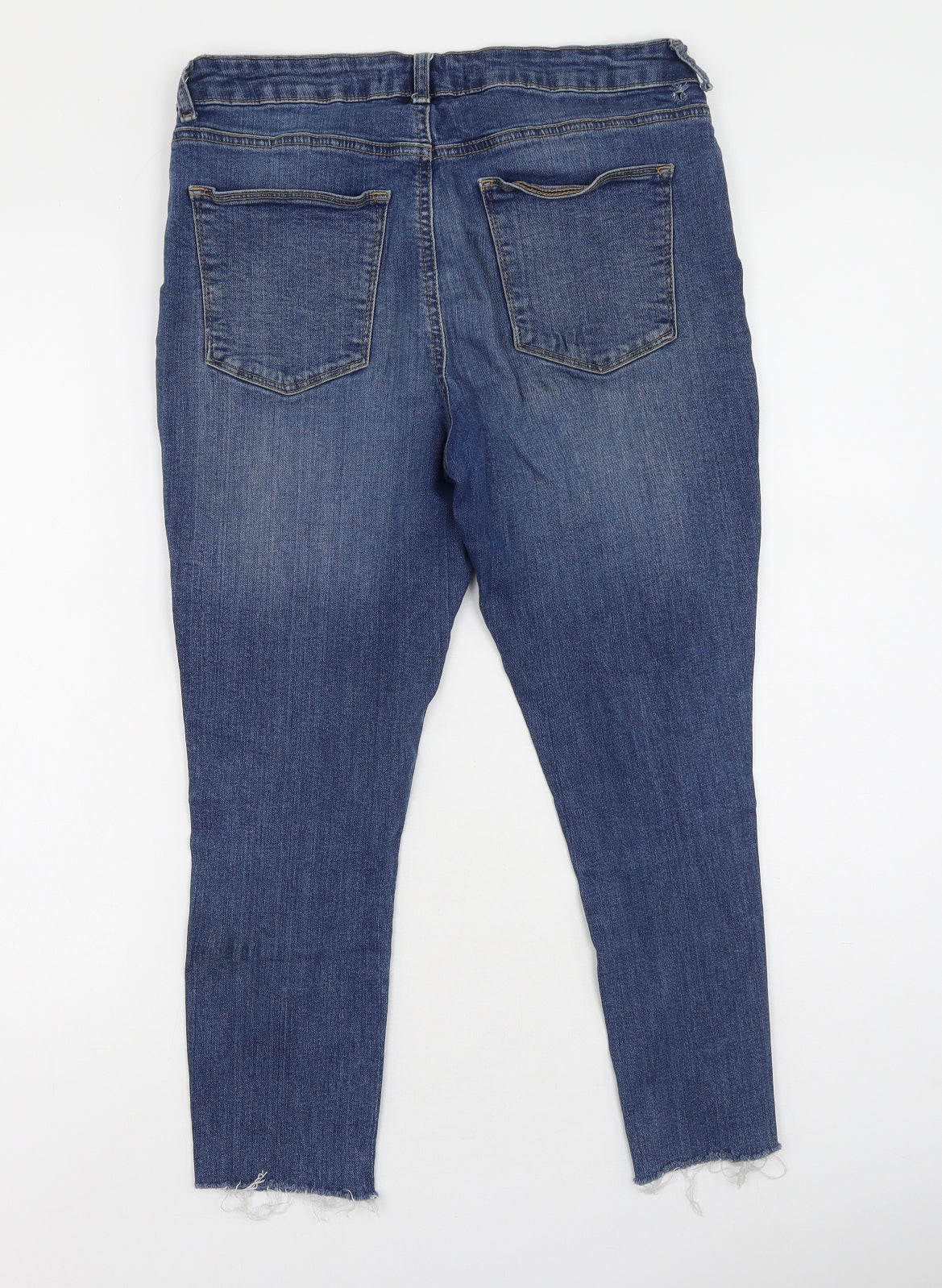 Very  Womens Blue  Cotton Cropped Jeans Size 12 L22 in Regular