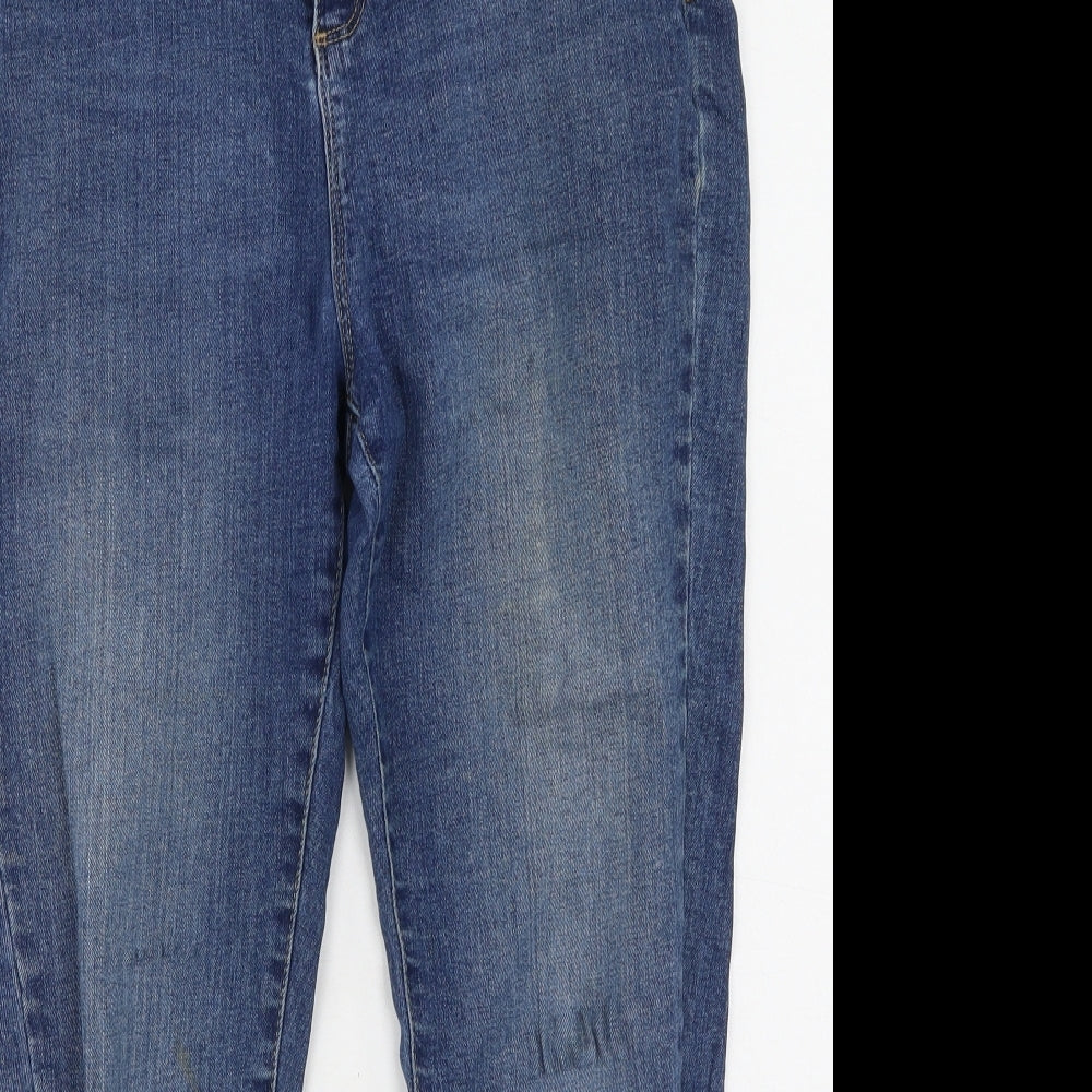 Very  Womens Blue  Cotton Cropped Jeans Size 12 L22 in Regular