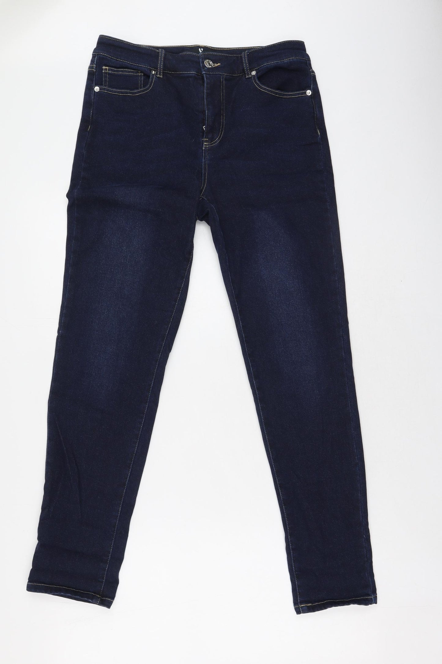 Very  Womens Blue  Cotton Skinny Jeans Size 10 L30 in Regular