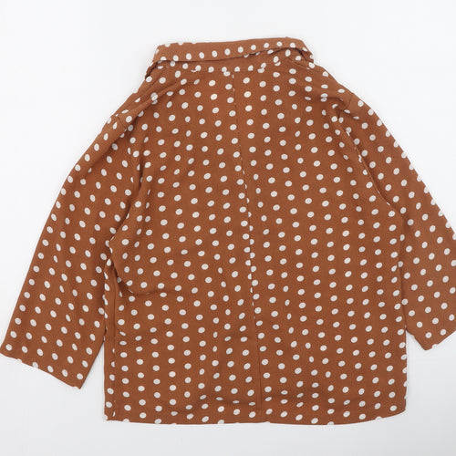 Only Womens Brown Round Neck Polka Dot Polyester Cardigan Jumper Size 38