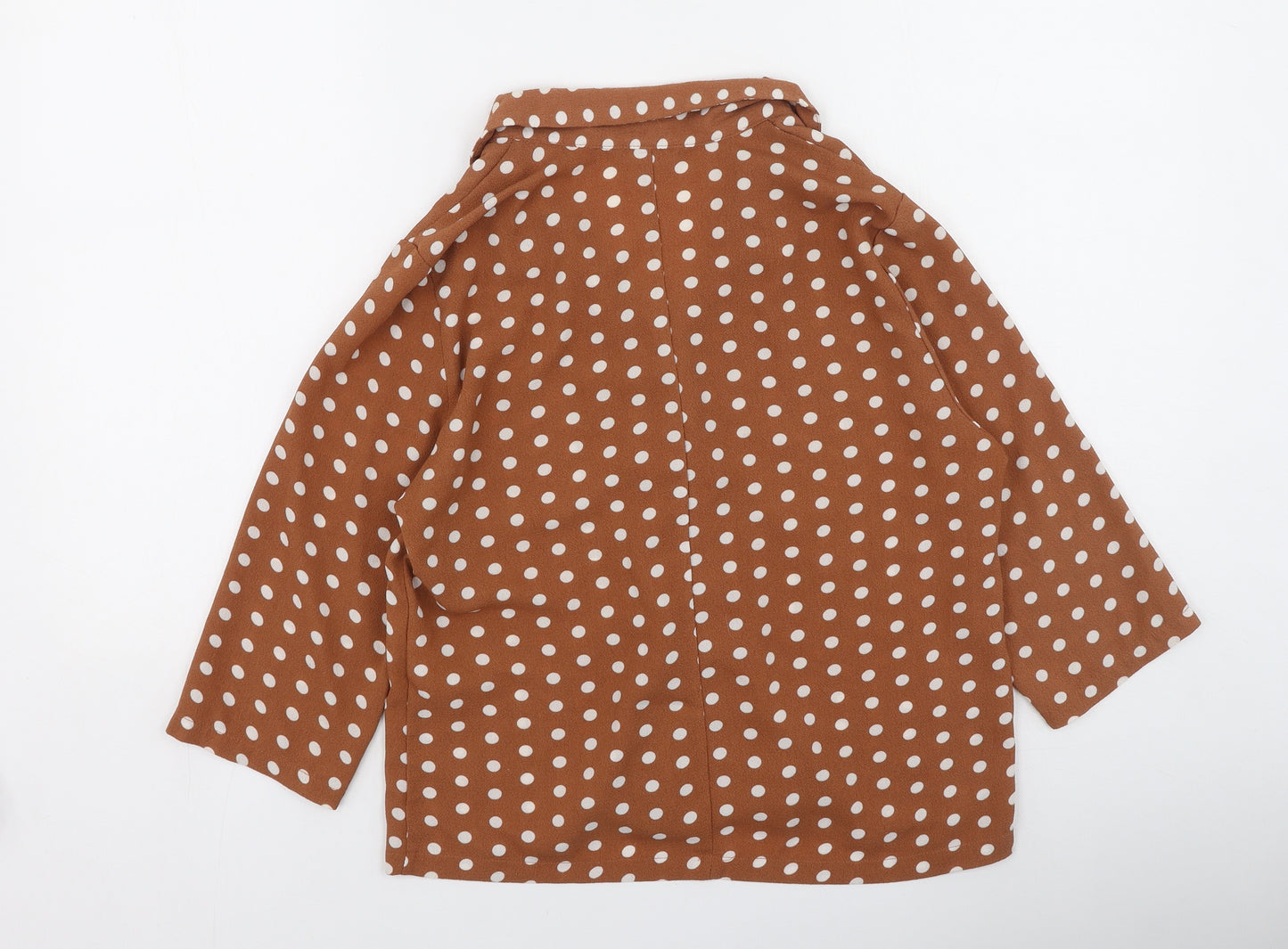 Only Womens Brown Round Neck Polka Dot Polyester Cardigan Jumper Size 38