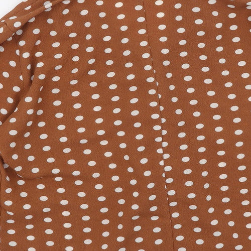 Only Womens Brown Round Neck Polka Dot Polyester Cardigan Jumper Size 38
