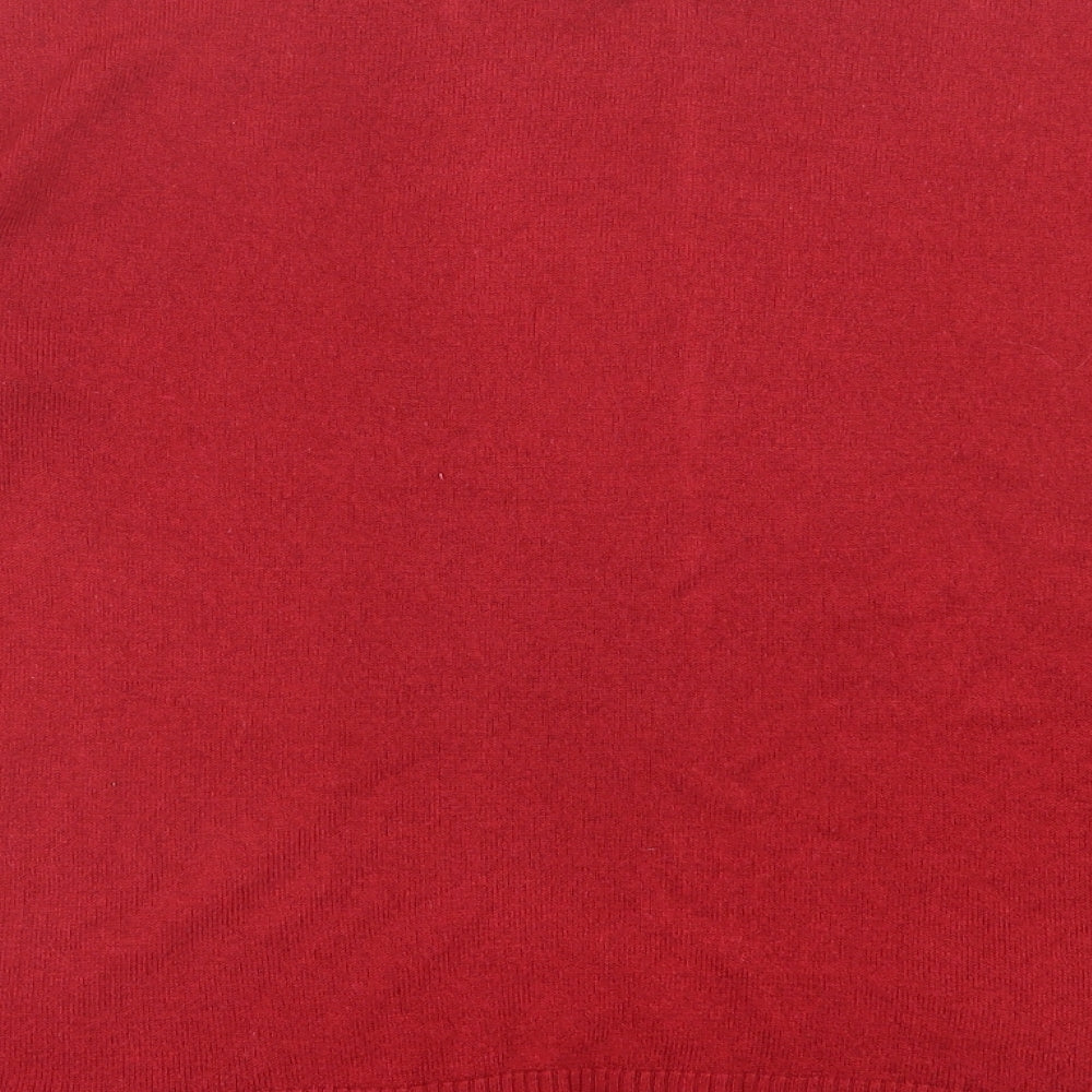 Select Womens Red Crew Neck  Acrylic Pullover Jumper Size 14