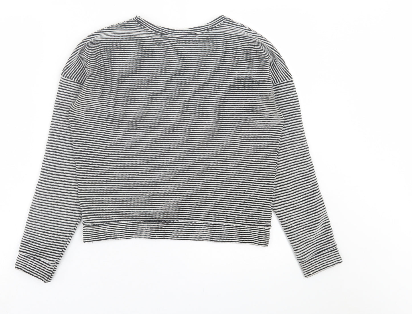New Look Womens Black Crew Neck Striped Polyester Pullover Jumper Size 8