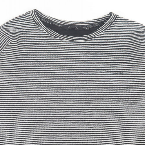 New Look Womens Black Crew Neck Striped Polyester Pullover Jumper Size 8