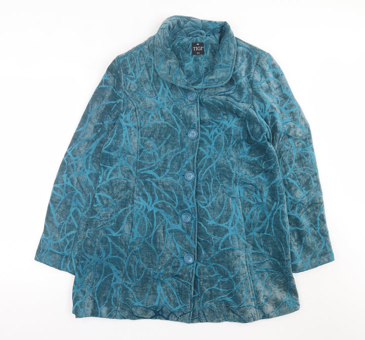 Tigi Womens Green Geometric  Jacket  Size 10  Button