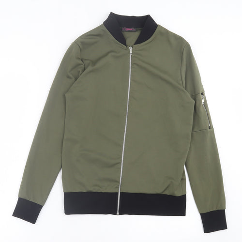 Miss Blush Womens Green   Bomber Jacket Jacket Size 10  Zip