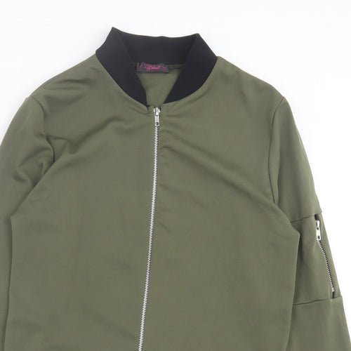 Miss Blush Womens Green   Bomber Jacket Jacket Size 10  Zip