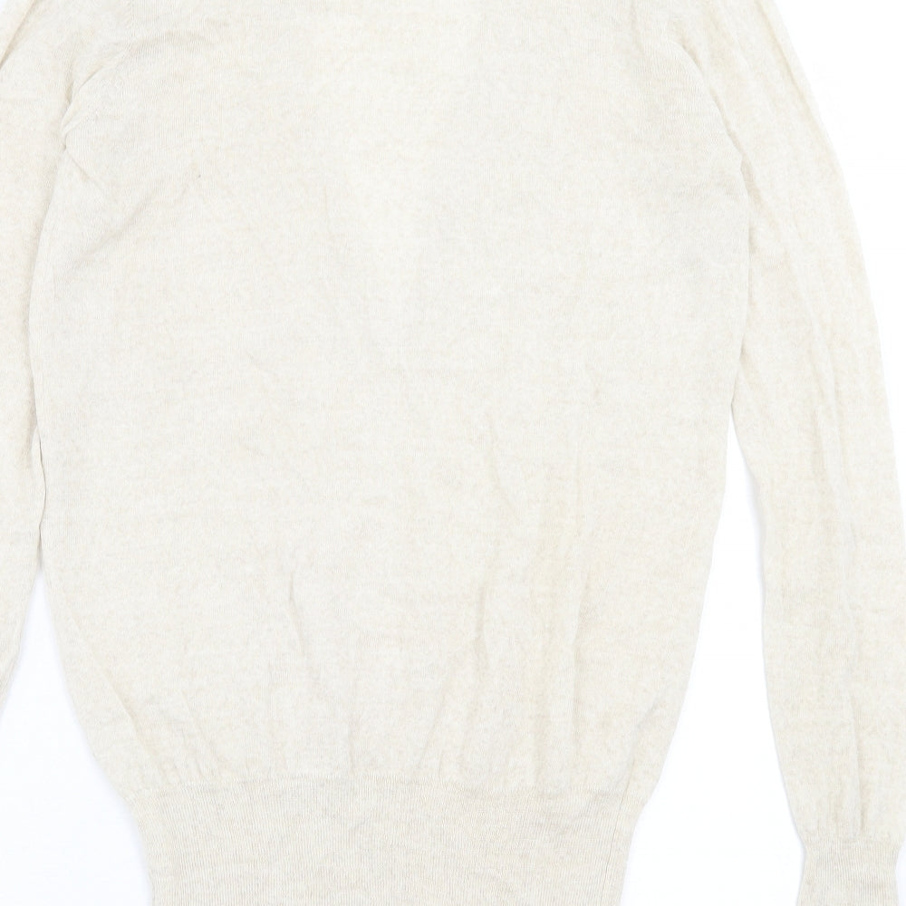 RJR.John Rocha Womens Beige V-Neck  Wool Pullover Jumper Size 14