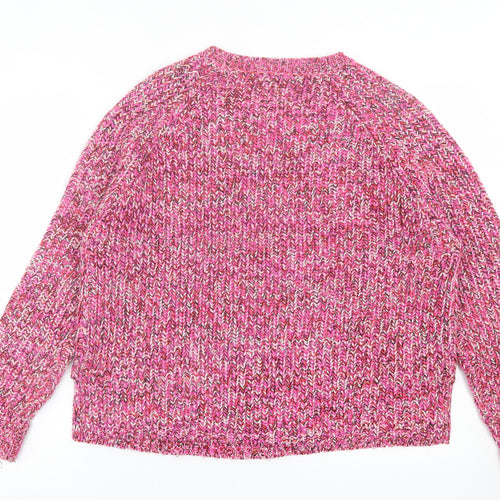 TU Womens Pink Crew Neck  Acrylic Pullover Jumper Size 12