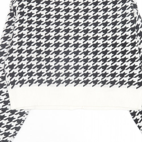 SheIn Womens Black V-Neck Geometric Viscose Cardigan Jumper Size M