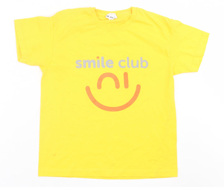Fruit of the Loom Boys Yellow  Cotton Basic T-Shirt Size 7-8 Years Crew Neck Pullover