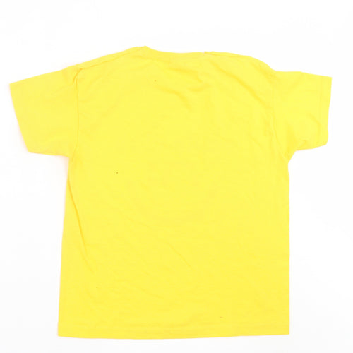 Fruit of the Loom Boys Yellow  Cotton Basic T-Shirt Size 7-8 Years Crew Neck Pullover