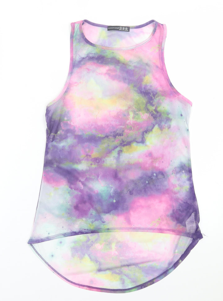 Atmosphere Womens Multicoloured Geometric Polyester Basic Tank Size 10 Scoop Neck
