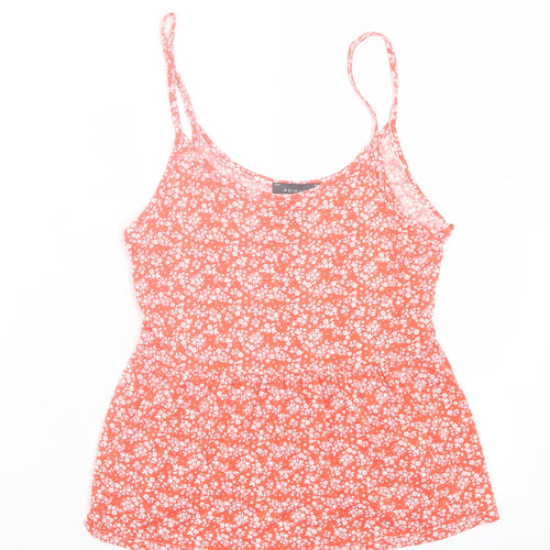 Primark Womens Red Floral Viscose Basic Tank Size 2XS Scoop Neck