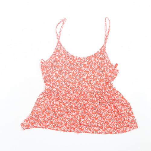Primark Womens Red Floral Viscose Basic Tank Size 2XS Scoop Neck