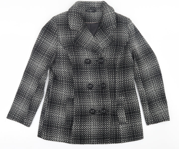 Classic Womens Black Plaid  Jacket  Size 12  Button