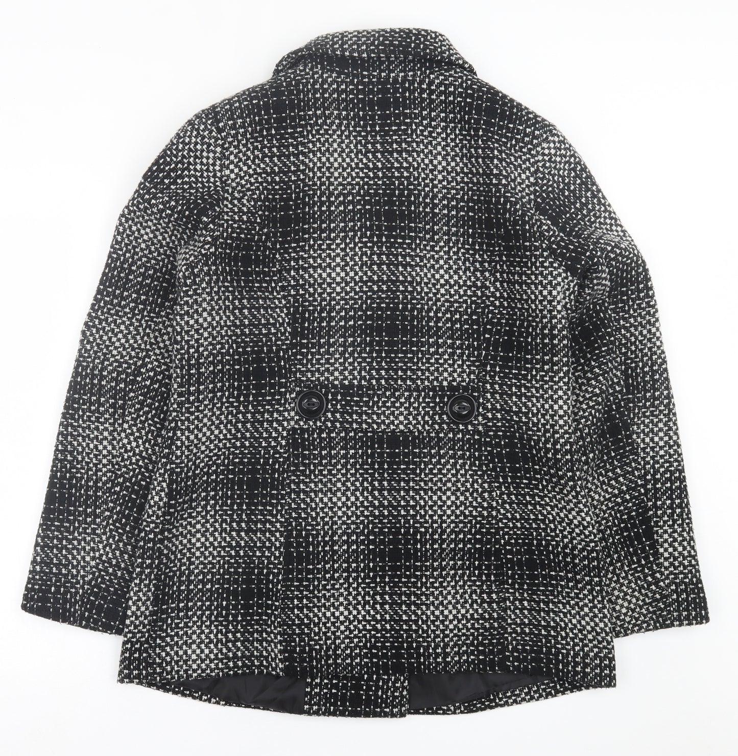 Classic Womens Black Plaid  Jacket  Size 12  Button