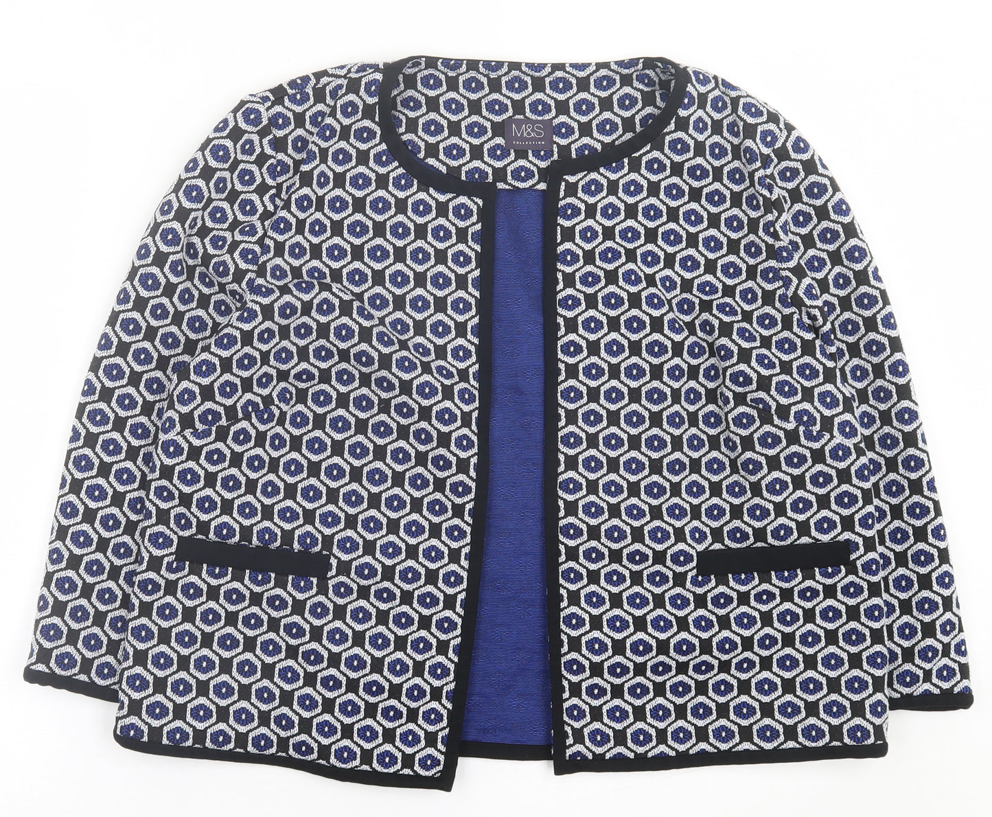 Marks and Spencer Womens Blue Geometric  Jacket  Size 18