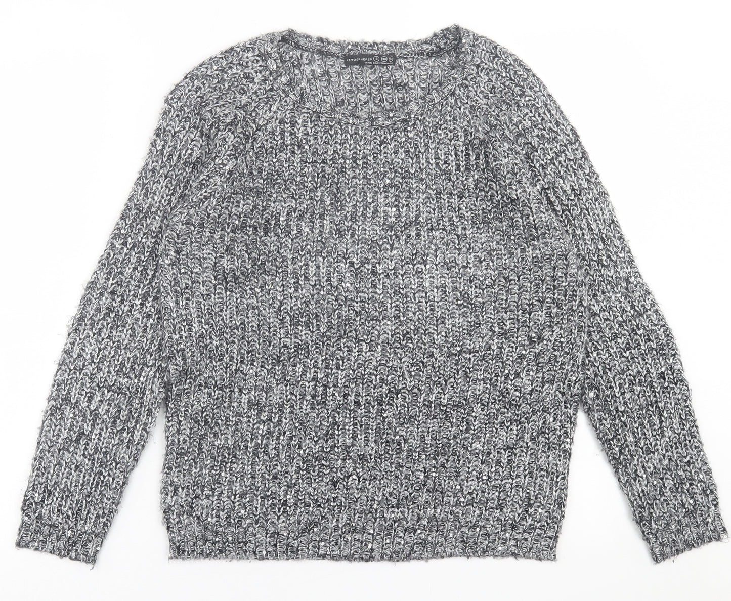 Atmosphere Womens Grey Crew Neck  Acrylic Pullover Jumper Size 8