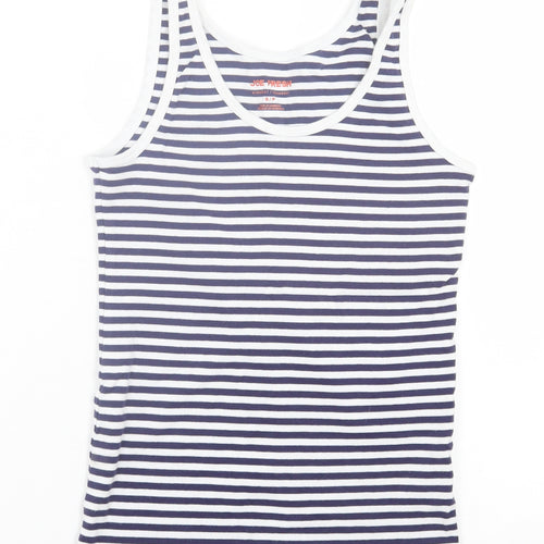 Joe Fresh Womens White Striped Cotton Basic Tank Size S Scoop Neck