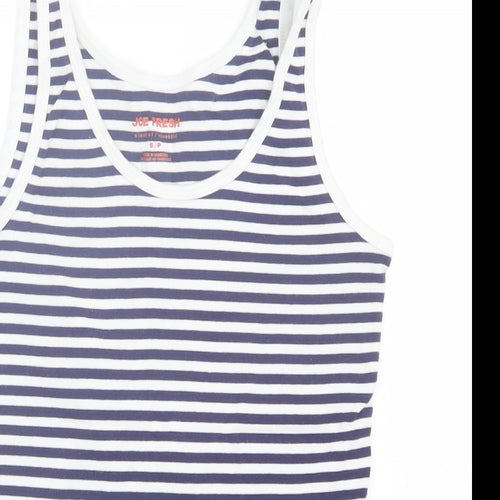 Joe Fresh Womens White Striped Cotton Basic Tank Size S Scoop Neck