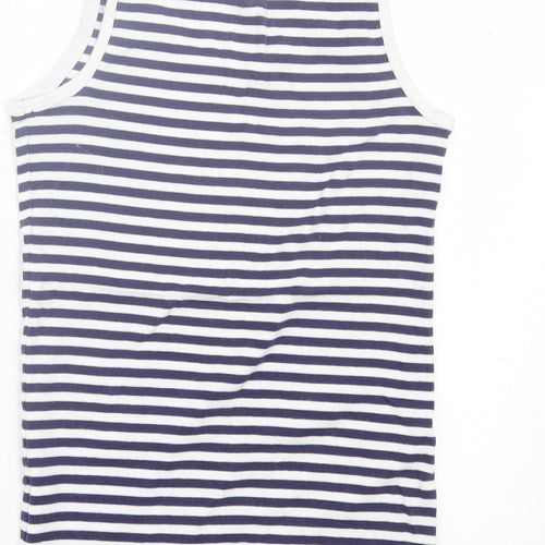 Joe Fresh Womens White Striped Cotton Basic Tank Size S Scoop Neck