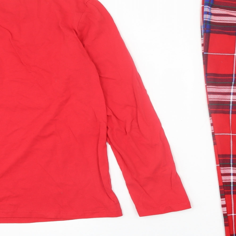 F&F Mens Red Check Cotton  Pyjama Set Size M  Pullover - Christmas Print