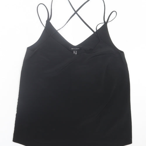 New Look Womens Black  Polyester Basic Tank Size 8 V-Neck