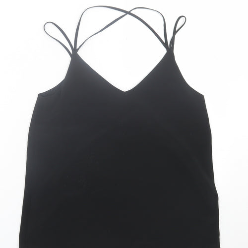 New Look Womens Black  Polyester Basic Tank Size 8 V-Neck