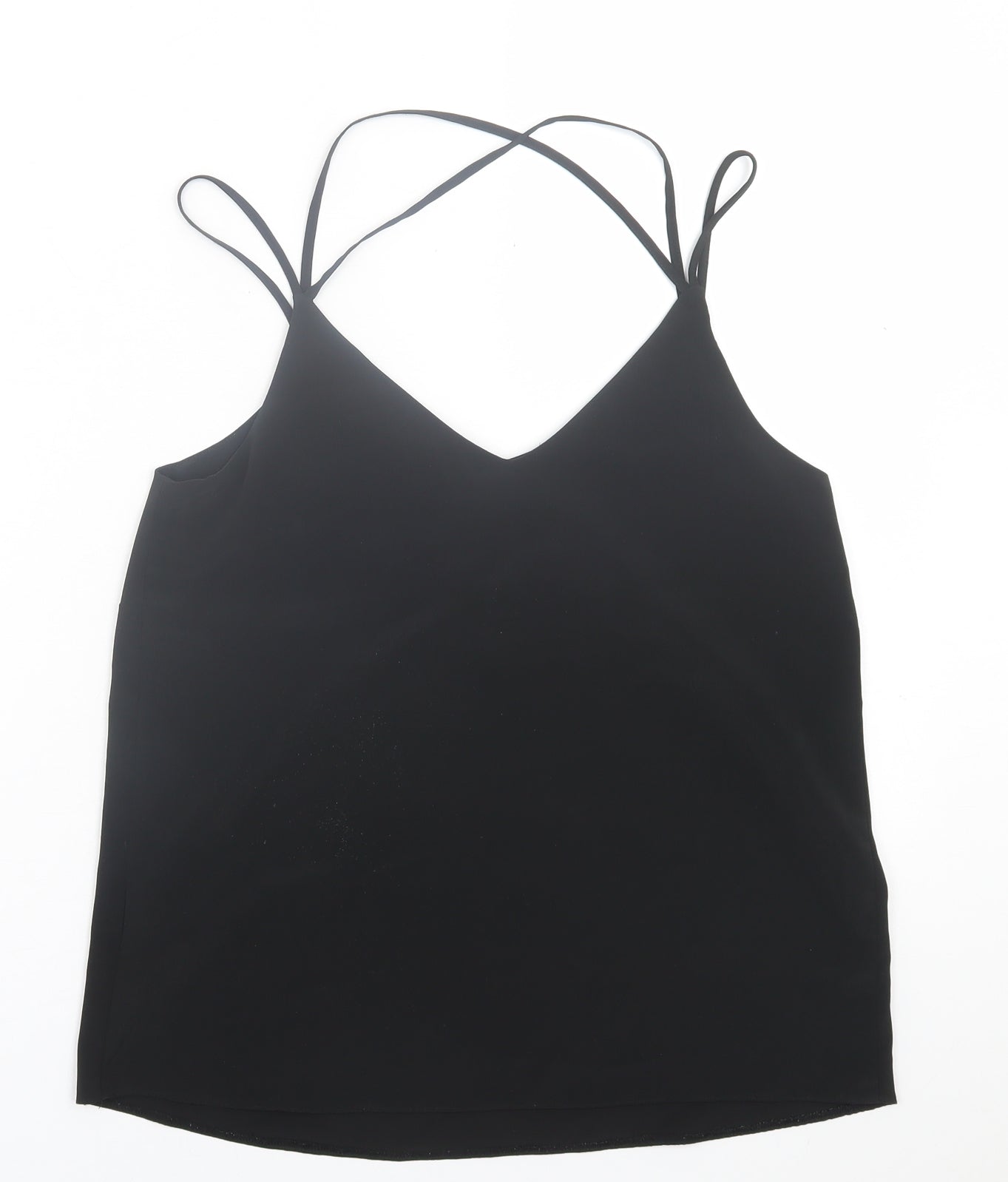 New Look Womens Black  Polyester Basic Tank Size 8 V-Neck