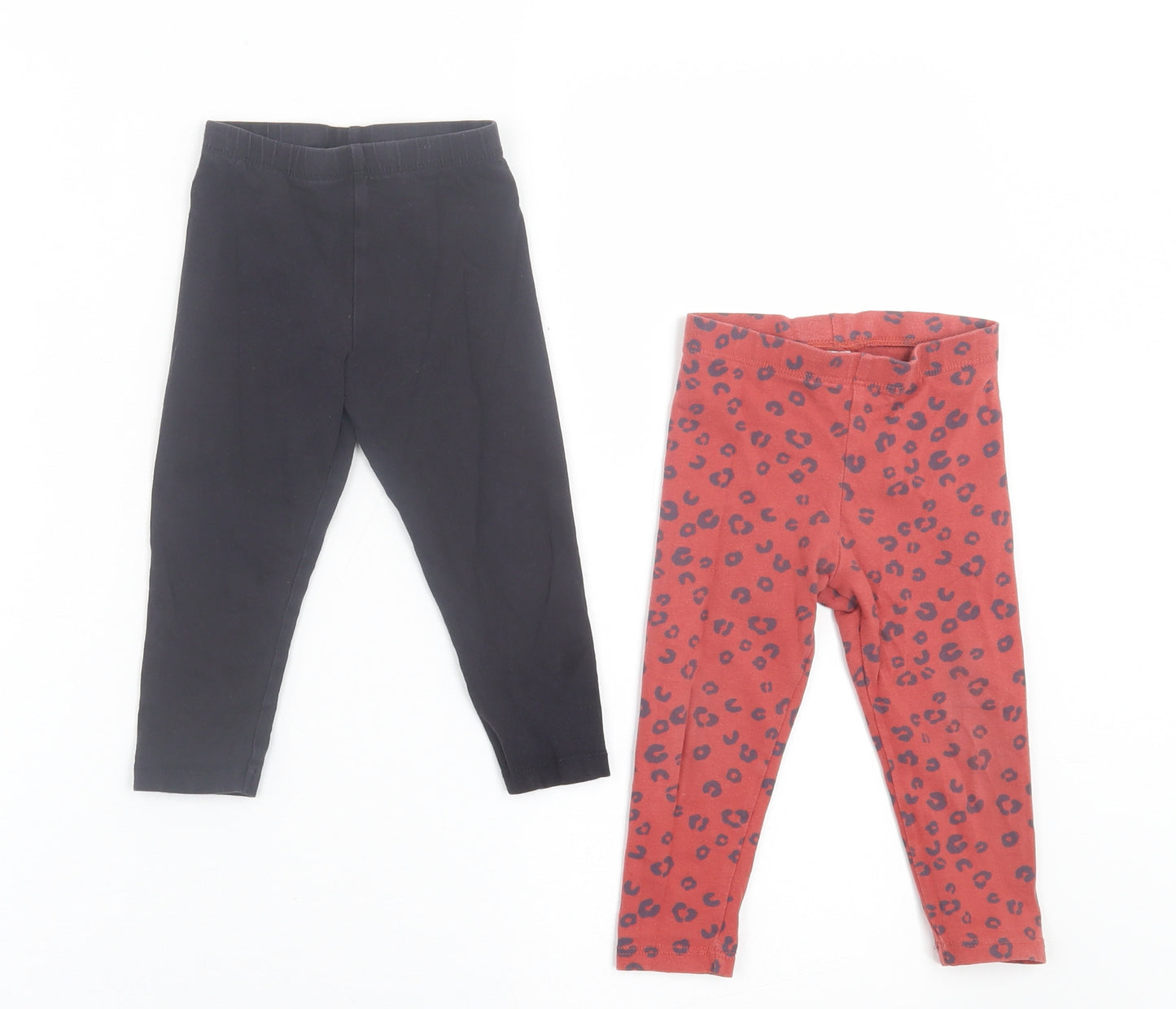 F&F Girls Blue Animal Print Cotton Capri Trousers Size 12-18 Months  Pullover - 2 Pack