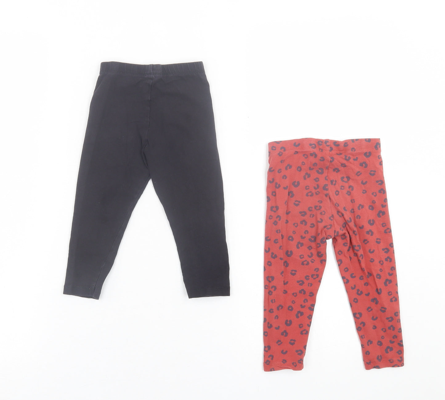 F&F Girls Blue Animal Print Cotton Capri Trousers Size 12-18 Months  Pullover - 2 Pack