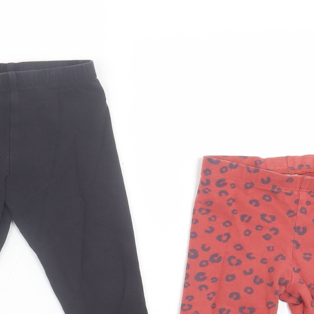 F&F Girls Blue Animal Print Cotton Capri Trousers Size 12-18 Months  Pullover - 2 Pack