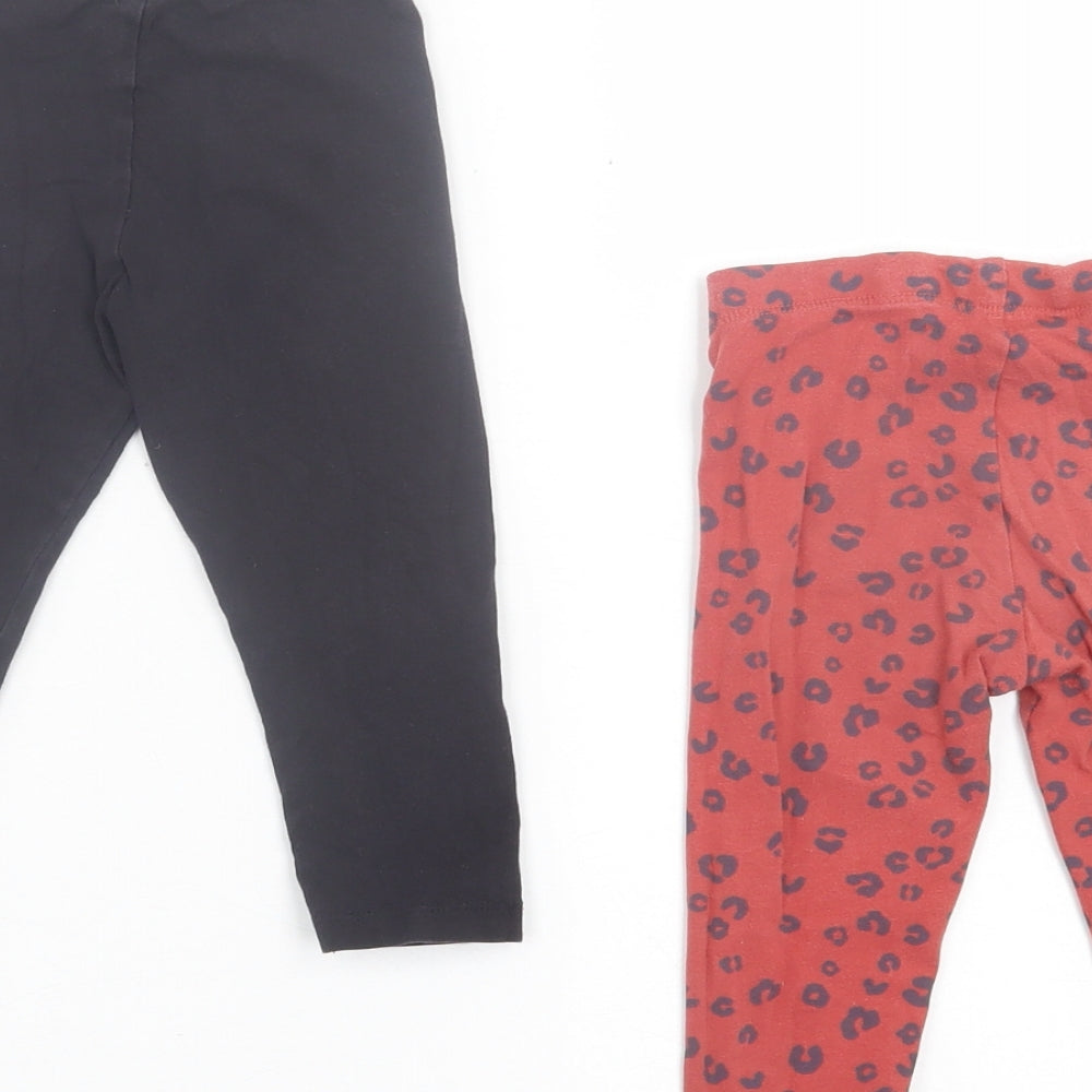 F&F Girls Blue Animal Print Cotton Capri Trousers Size 12-18 Months  Pullover - 2 Pack