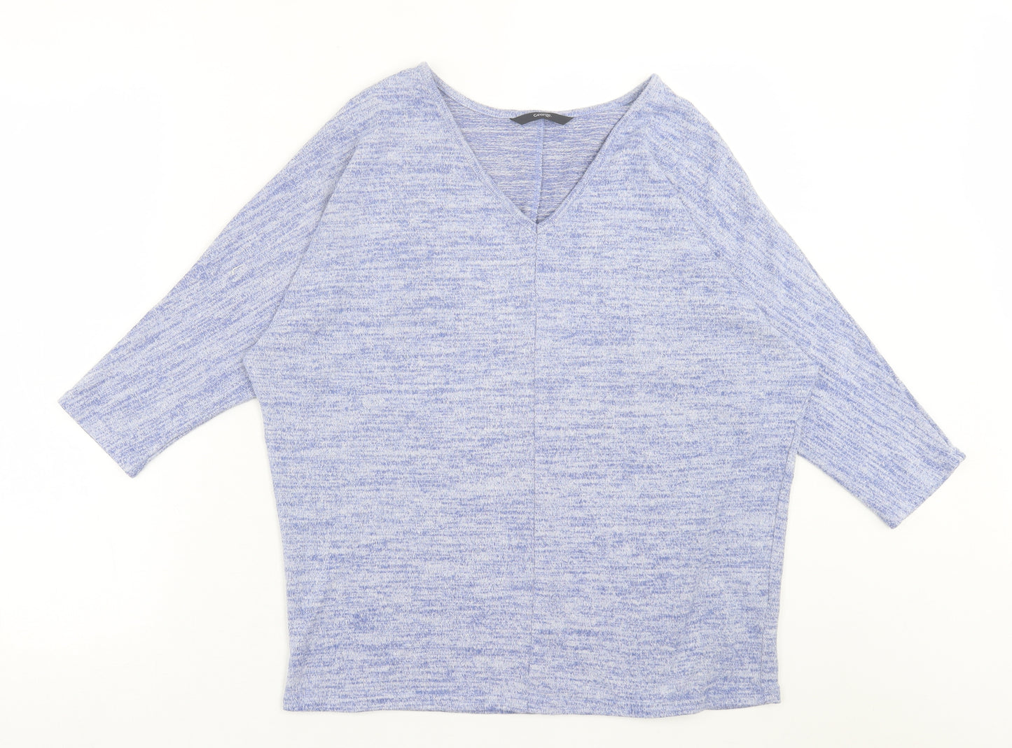 George Womens Blue  Polyester Basic T-Shirt Size S V-Neck