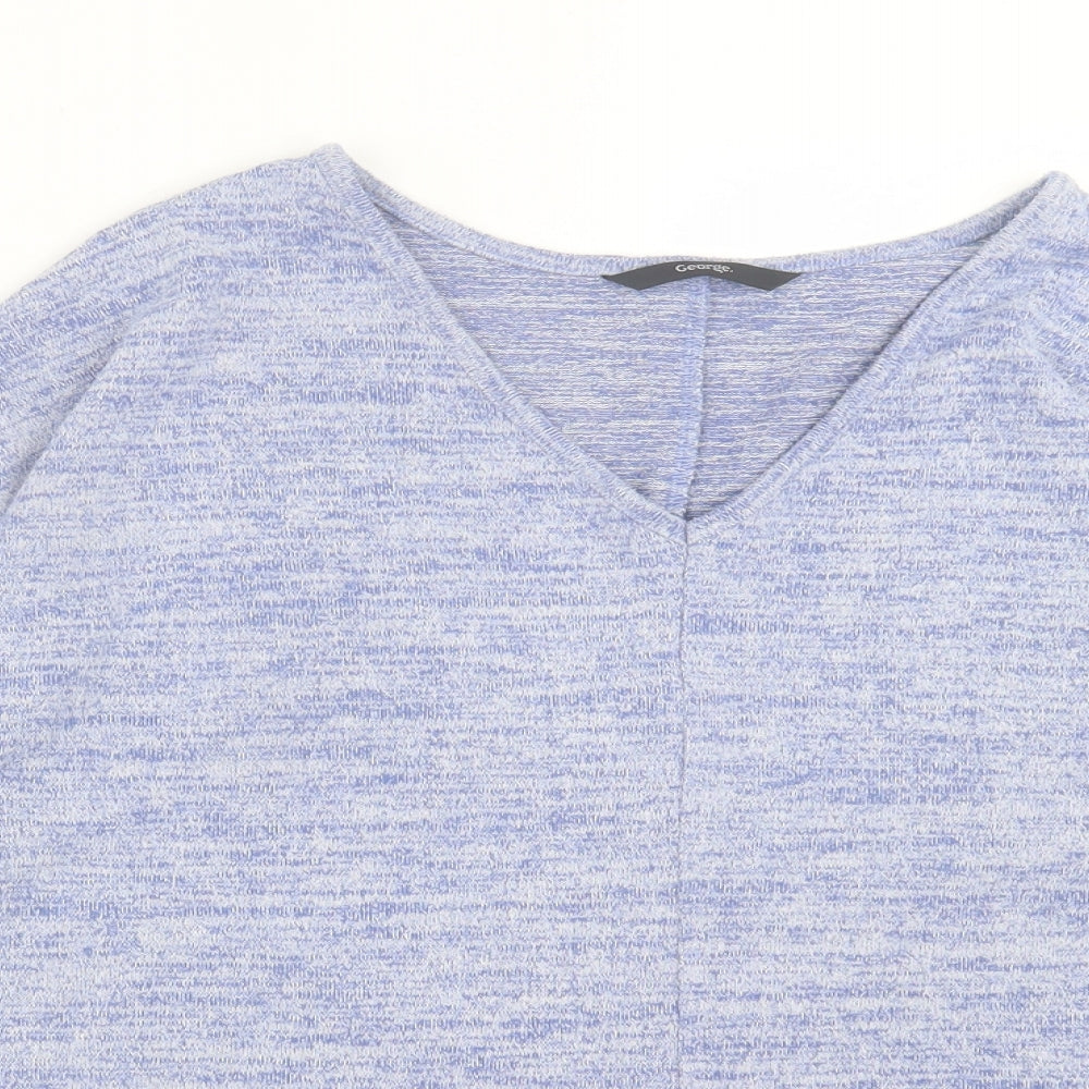 George Womens Blue  Polyester Basic T-Shirt Size S V-Neck