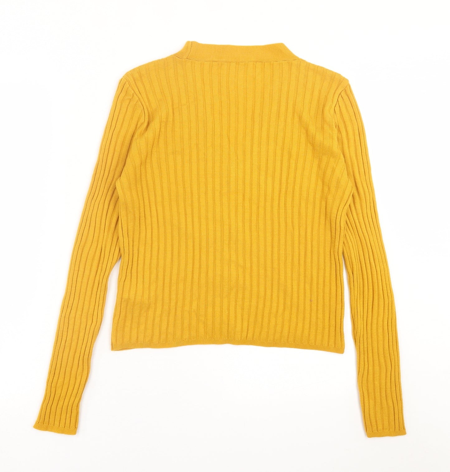 Primark Womens Yellow V-Neck  Acrylic Cardigan Jumper Size M